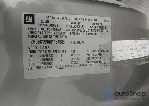 2008 Chevrolet Silverado C1500 z USA, uszkodzony, nr VIN 2GCEC190681187086